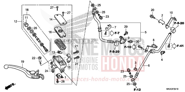 HAUPTBREMSZYLINDER, VORNE ZYLINDER (NC750XA/XD) von NC750X DCT MAT PEARL GLARE WHITE (NHB54) von 2018